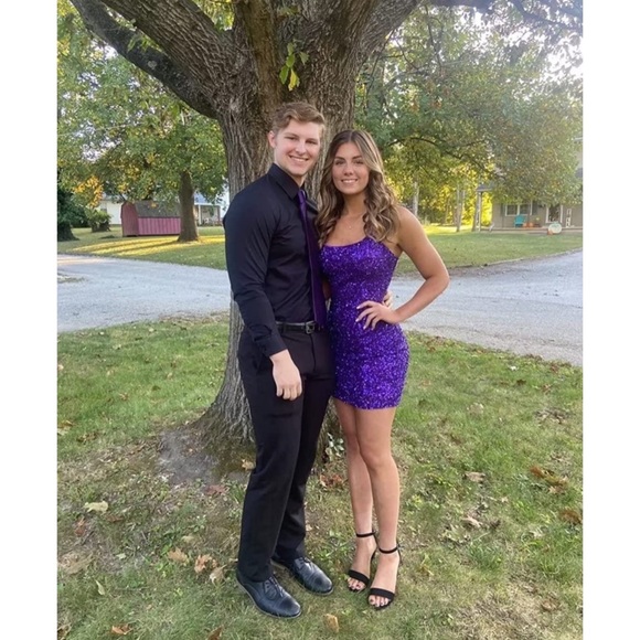 Sparkly Spaghetti Straps Sequin Satin A Line Birthday Outfits Pink Short Graduation Homecoming Dress cc3269 main image 0